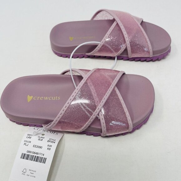 J Crew Crewcuts Little Girl K8 Slip On Pool Glitter Jelly Sandals Purple $45 200 - Picture 3 of 5